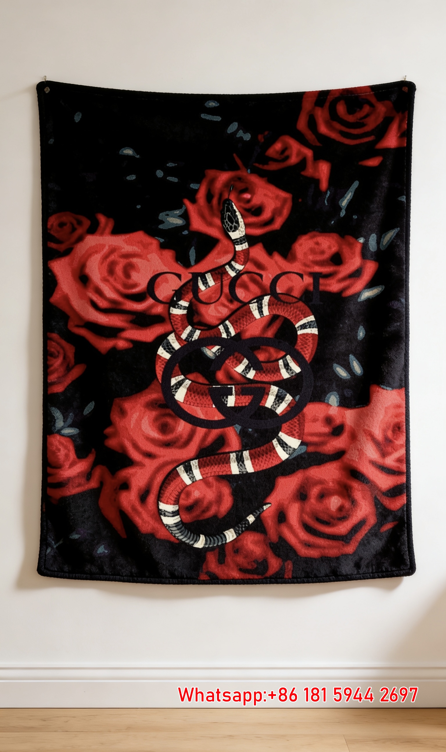 Rose & Serpent Tapestry Gucci Rose Snake Throw blankets IMG_2686